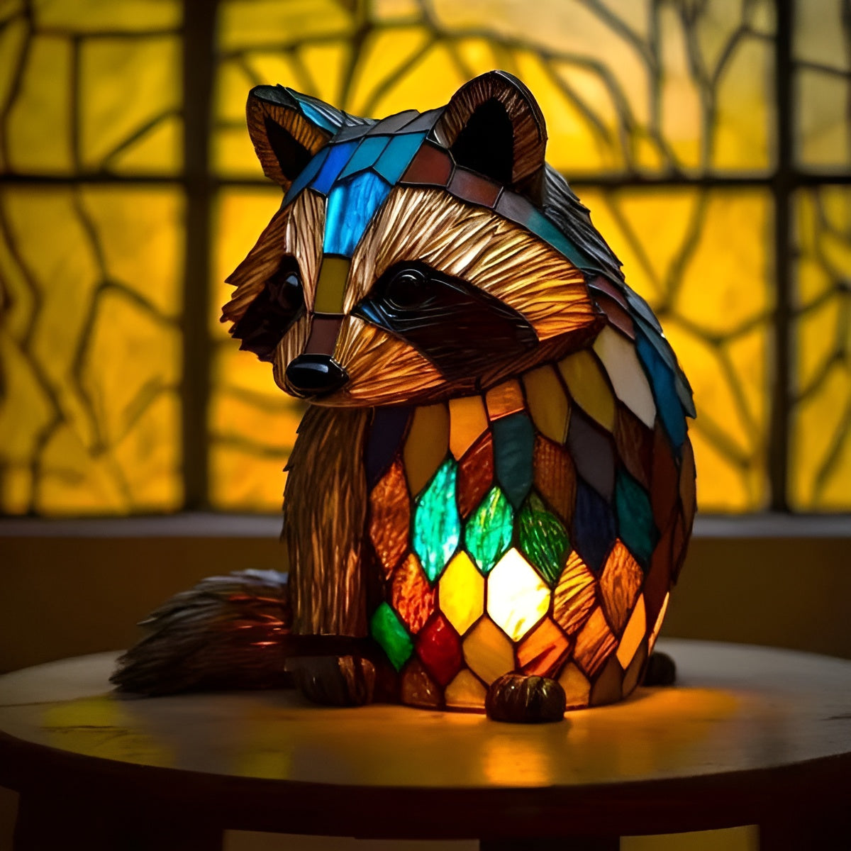 Filou - Magisk raccoon lamp in colored glass