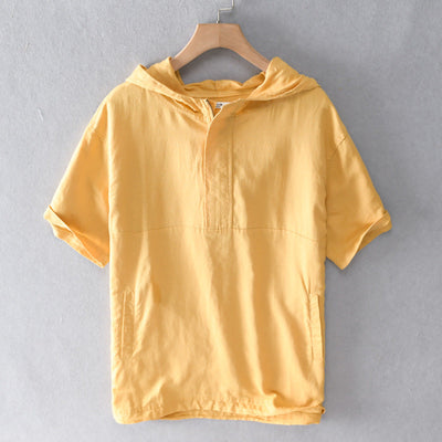 LINEN HOODED SHIRT