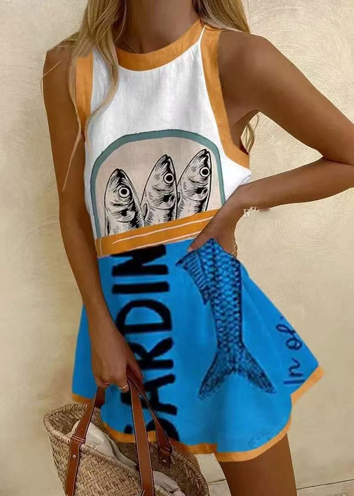 Isoria™ - Blue print mini dress