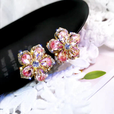 Silver earrings with multicolored zirconia