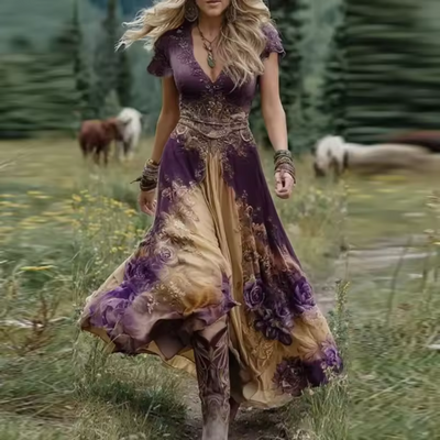 Celestine - Tailored, flowing floral dress