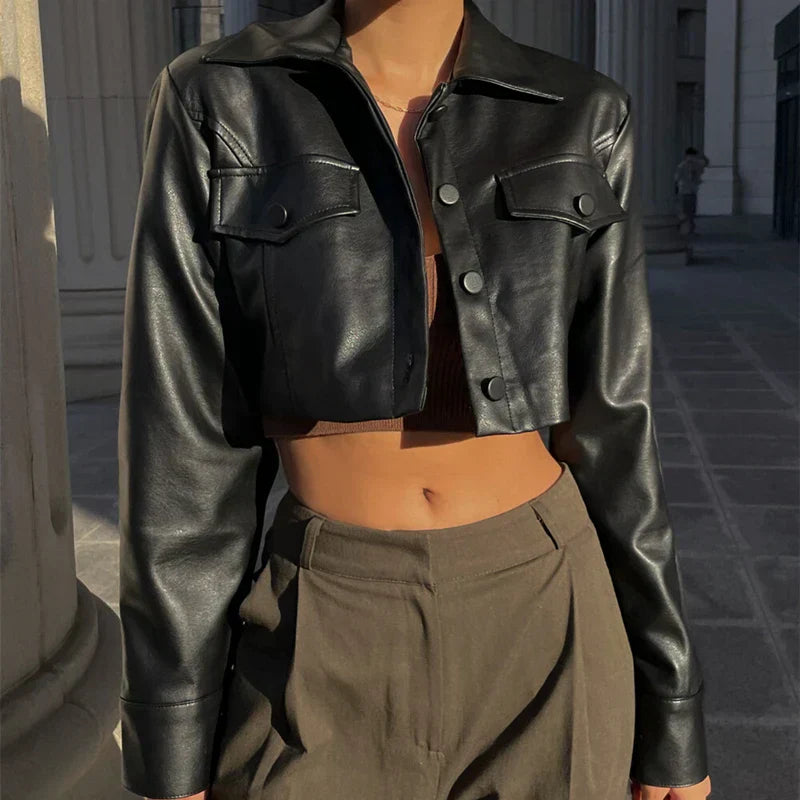 Élise | Elegant Faux Leather Jacket