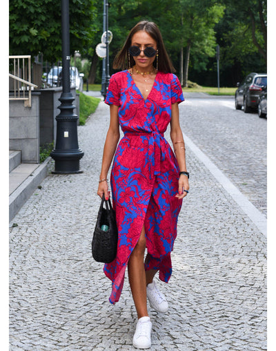 Nadine™ - Floral Wrap Midi Dress