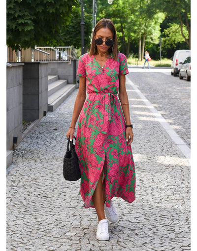 Nadine™ - Floral Wrap Midi Dress