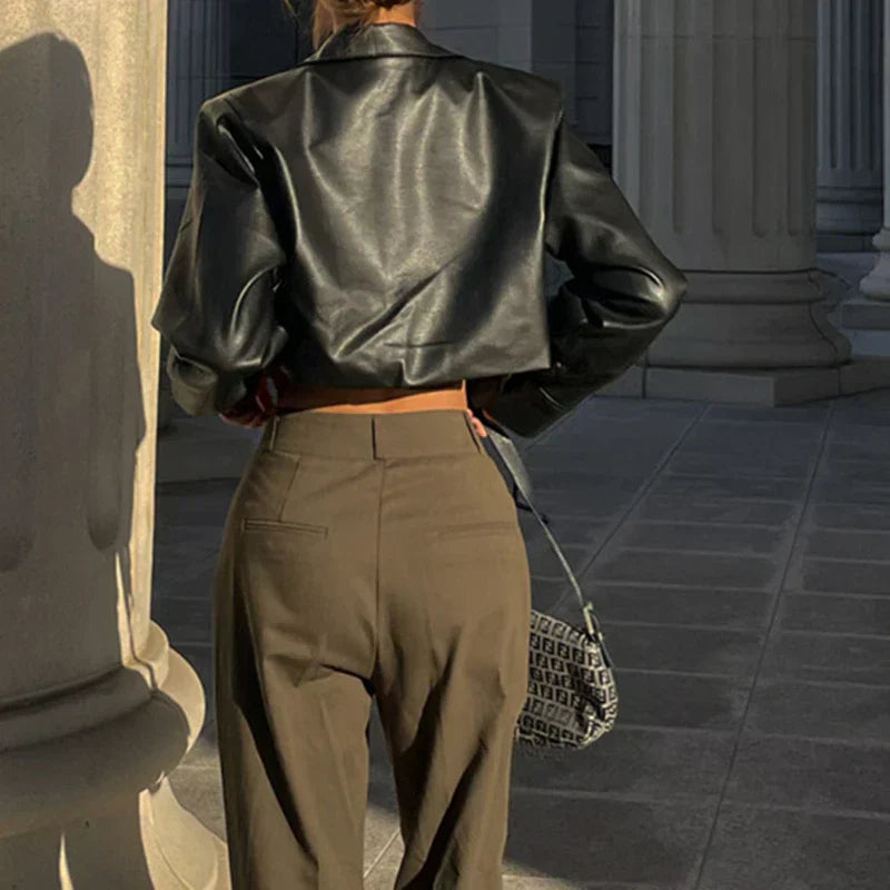 Élise | Elegant Faux Leather Jacket