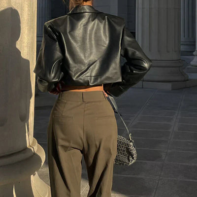 Élise | Elegant Faux Leather Jacket