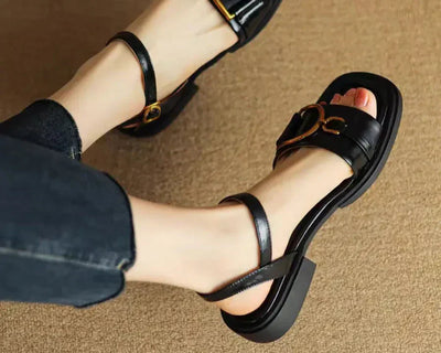 Amara - Buckled Flat Sandals