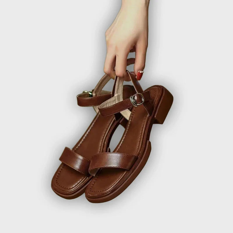 Celeste - Retro Square Heel Open-Toe Sandals