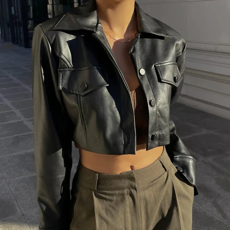 Élise | Elegant Faux Leather Jacket