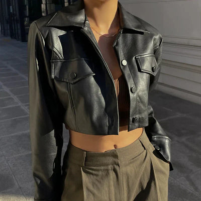 Élise | Elegant Faux Leather Jacket