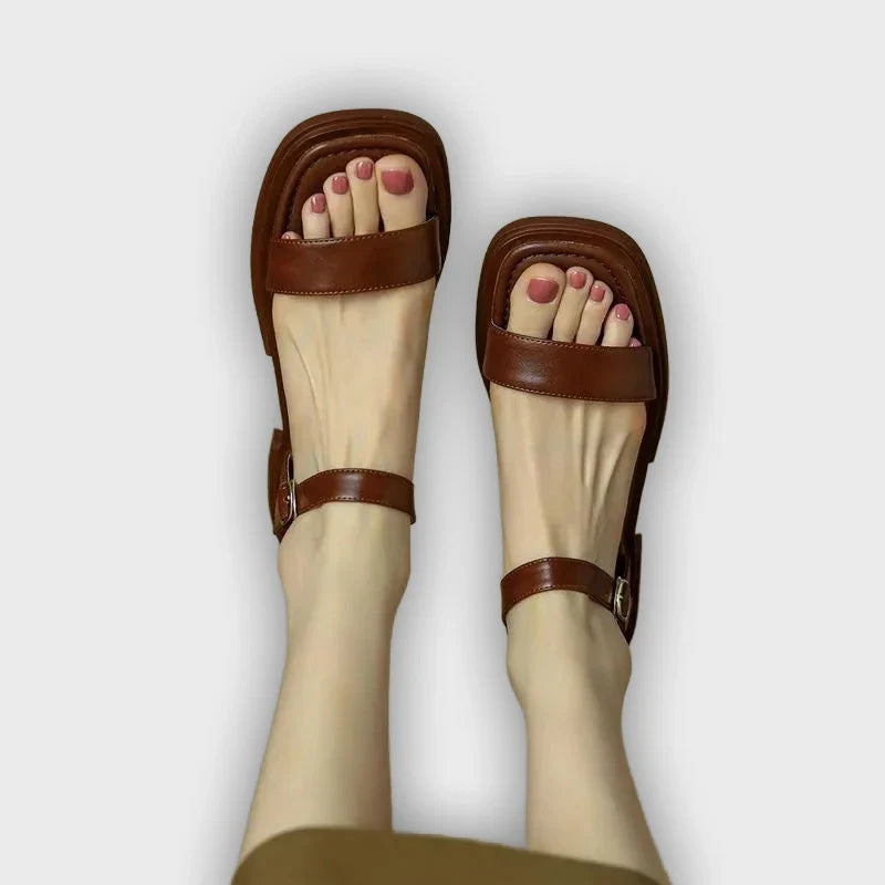 Celeste - Retro Square Heel Open-Toe Sandals