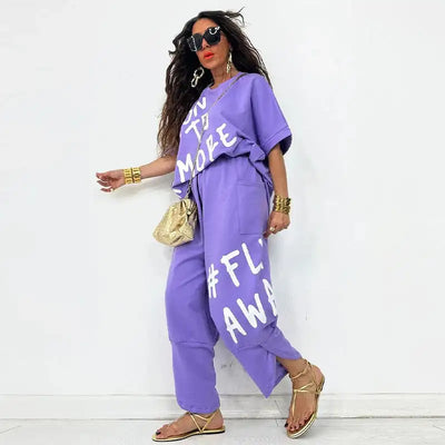 Juliana - Casual Summer Letter Print Outfit