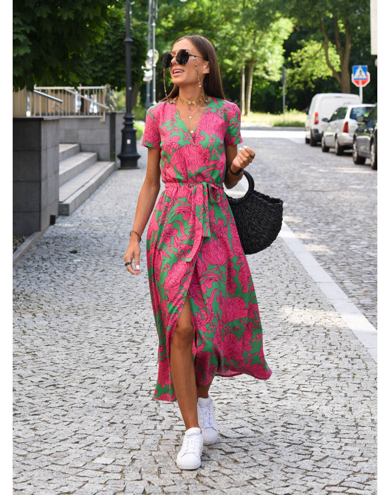 Nadine™ - Floral Wrap Midi Dress