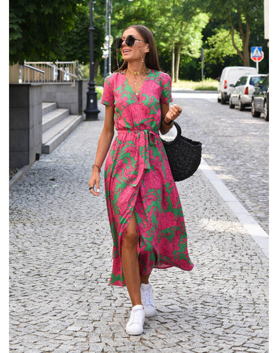 Nadine™ - Floral Wrap Midi Dress
