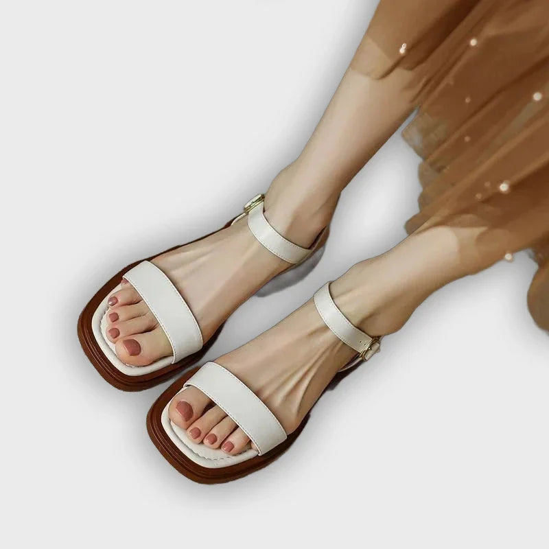 Celeste - Retro Square Heel Open-Toe Sandals