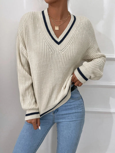Marina - Striped Waffle Knit Sweater