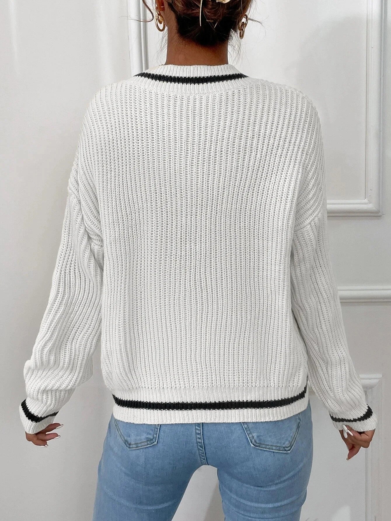 Marina - Striped Waffle Knit Sweater