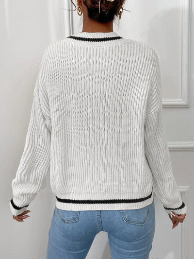Marina - Striped Waffle Knit Sweater