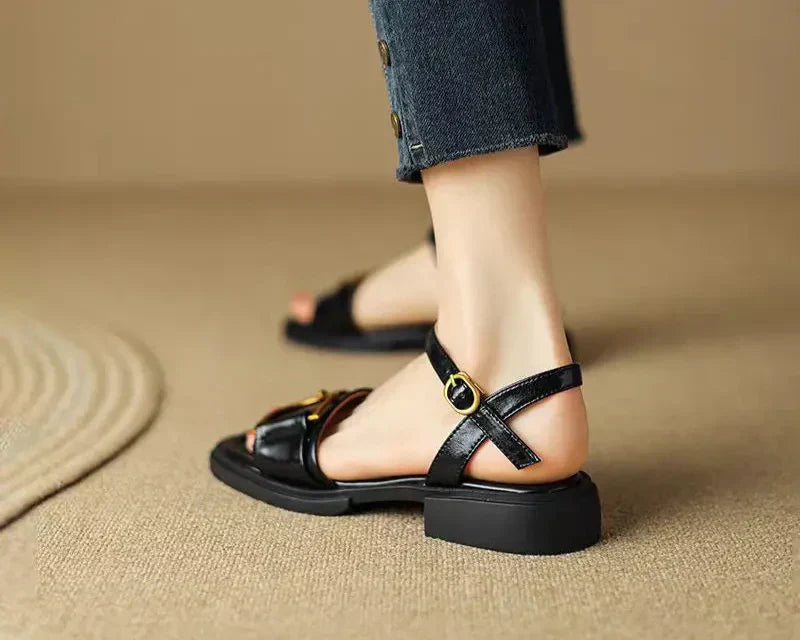Amara - Buckled Flat Sandals