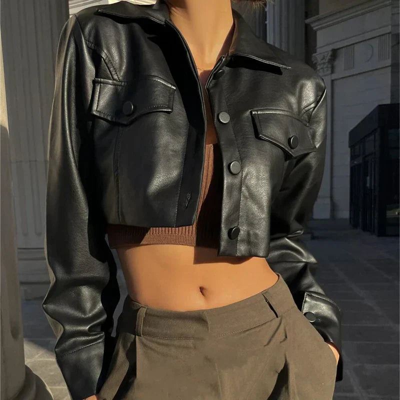 Élise | Elegant Faux Leather Jacket