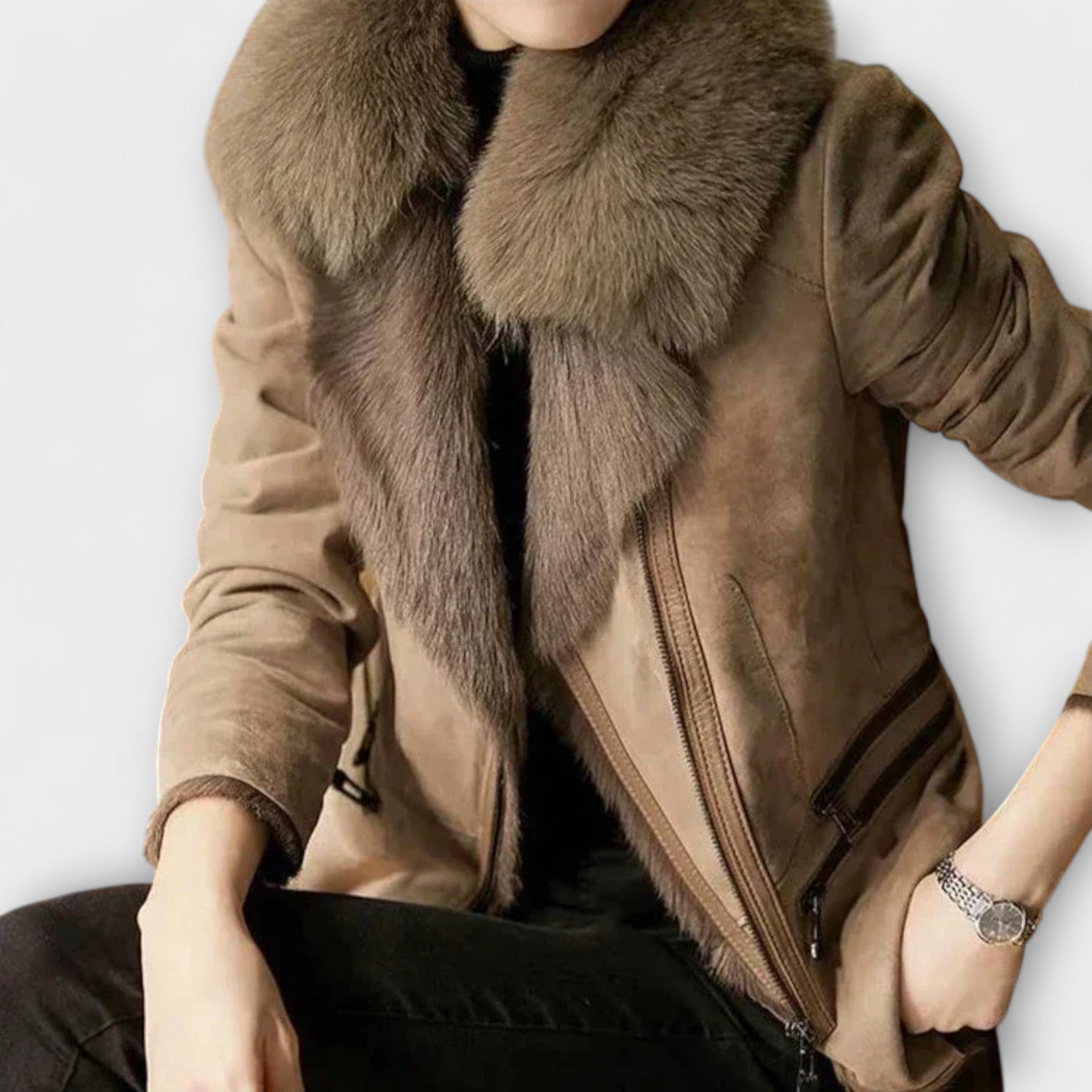 Leonora - Shearling Jacket with Fur Collar
