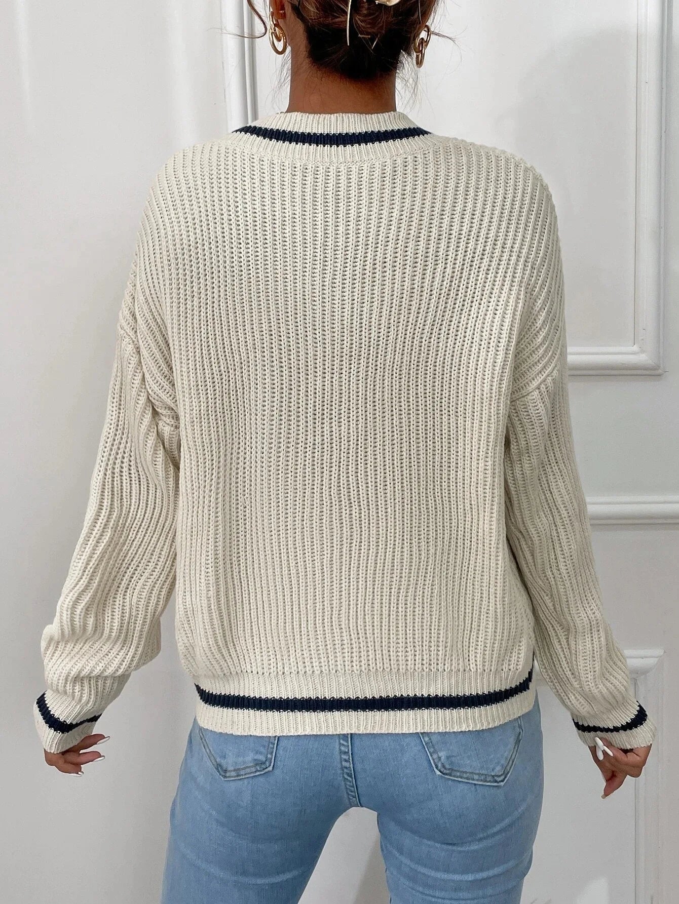 Marina - Striped Waffle Knit Sweater