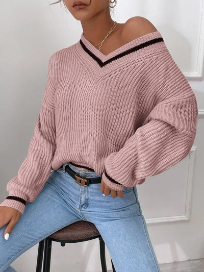 Marina - Striped Waffle Knit Sweater