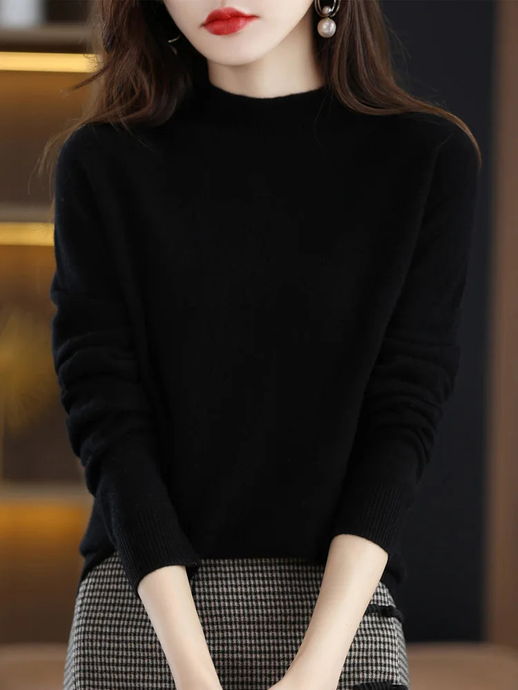 Stella - Solid Mock-neck Sweater