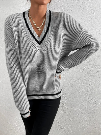 Marina - Striped Waffle Knit Sweater