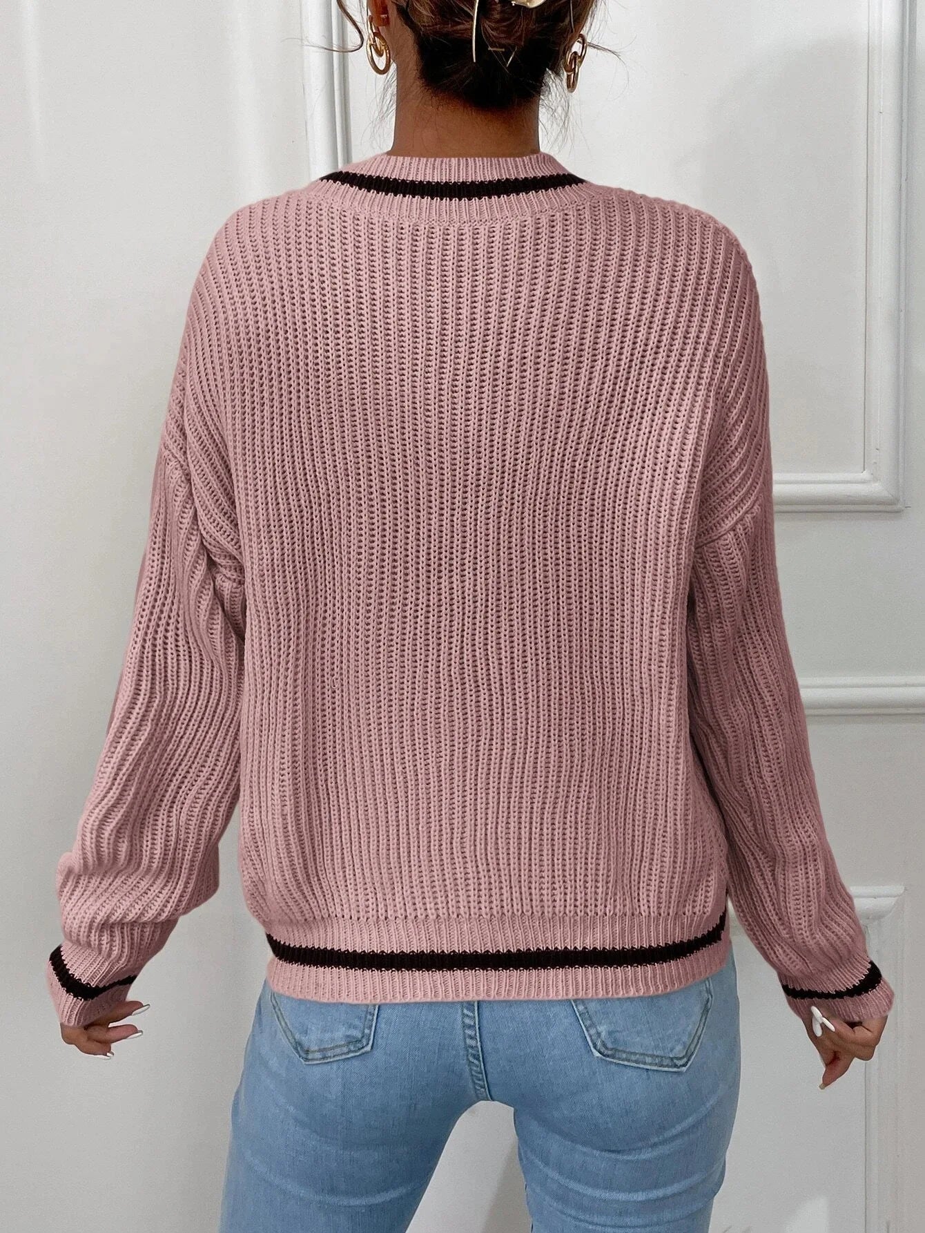 Marina - Striped Waffle Knit Sweater