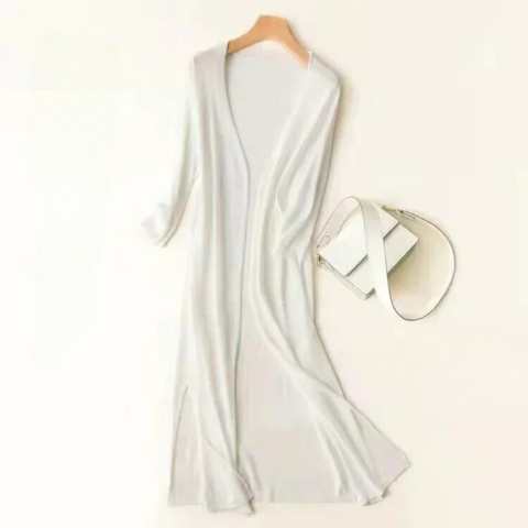 Lightweight Long Cardigan - Women's Open Front Sweater, Breathable Layer