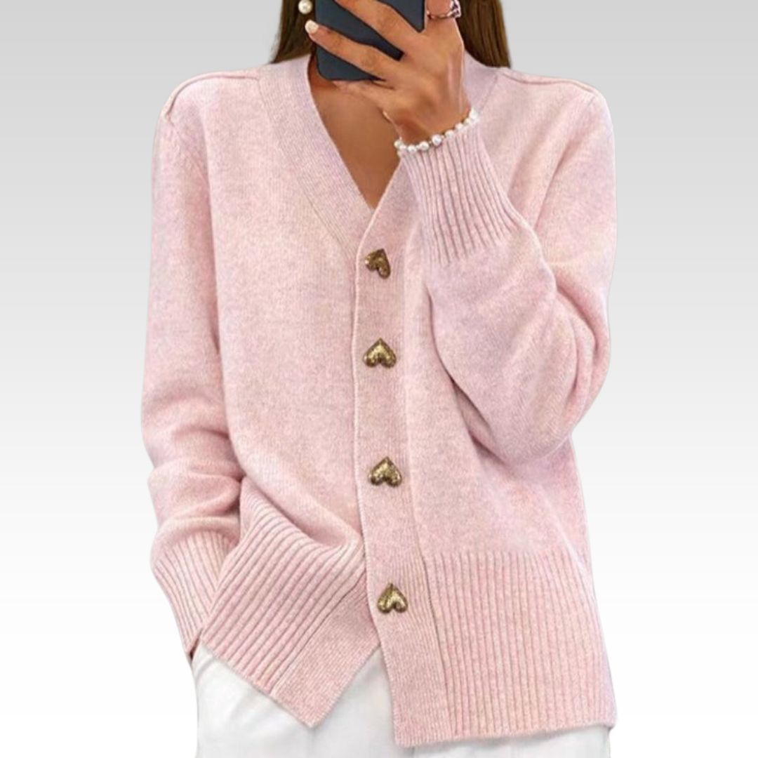 Adele - Elegant Cardigan with Heart Buttons