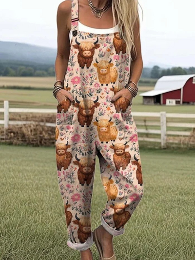 Savannah - Women's jumpsuit with flying bees embroidery pattern