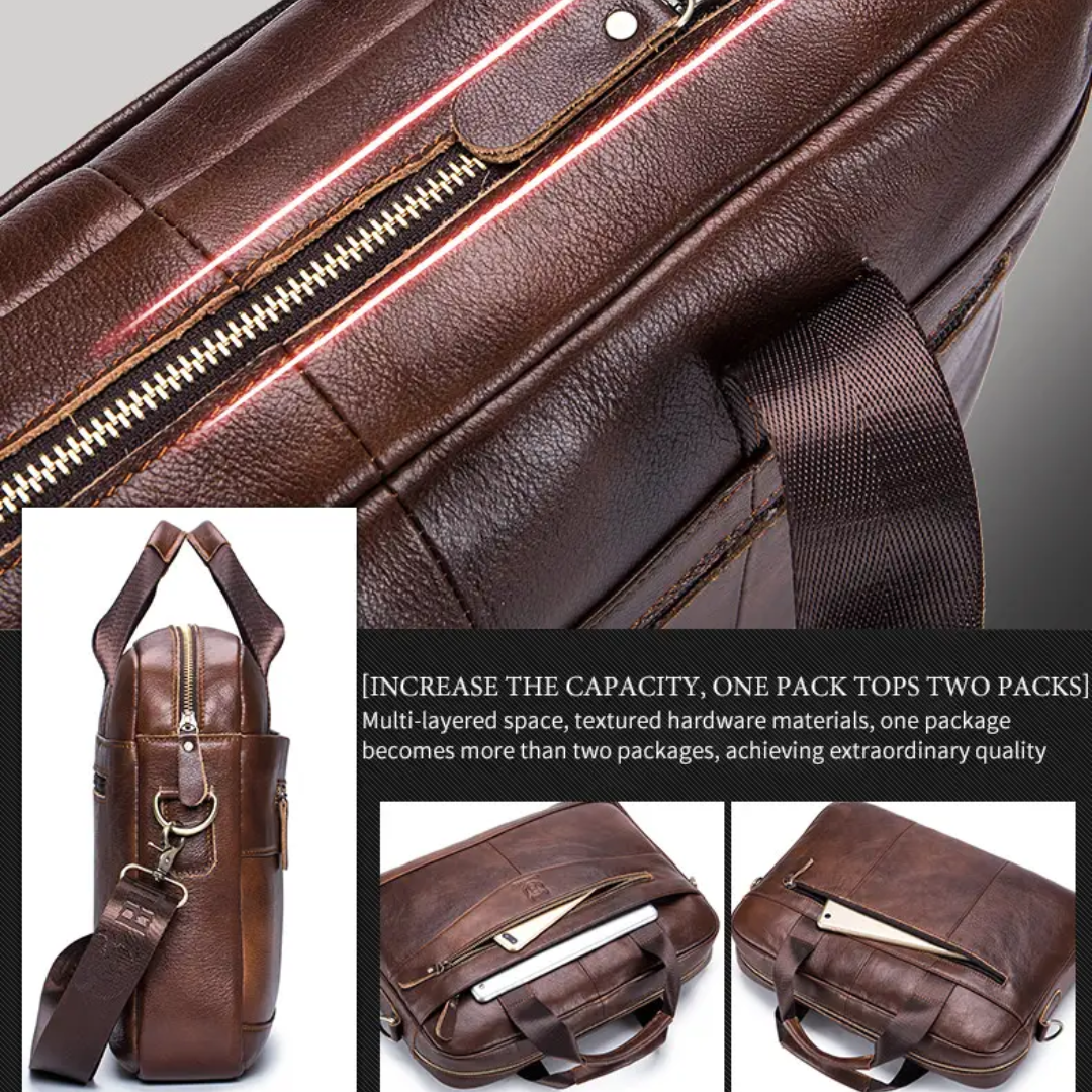 Jacob - Leather Spacious Briefcase - Messenger Bag