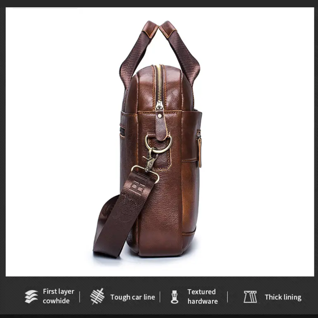 Jacob - Leather Spacious Briefcase - Messenger Bag