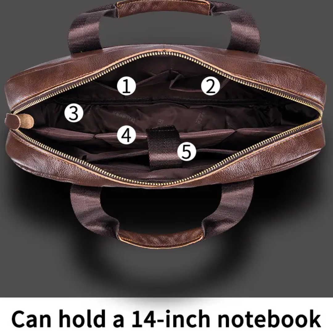Jacob - Leather Spacious Briefcase - Messenger Bag