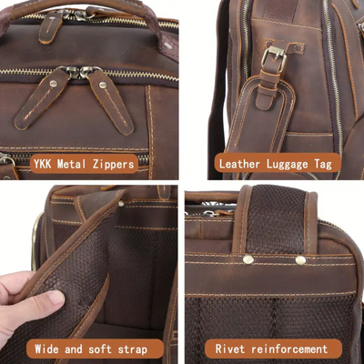 Sterling - Vintage Leather Multi‑Layer Backpack