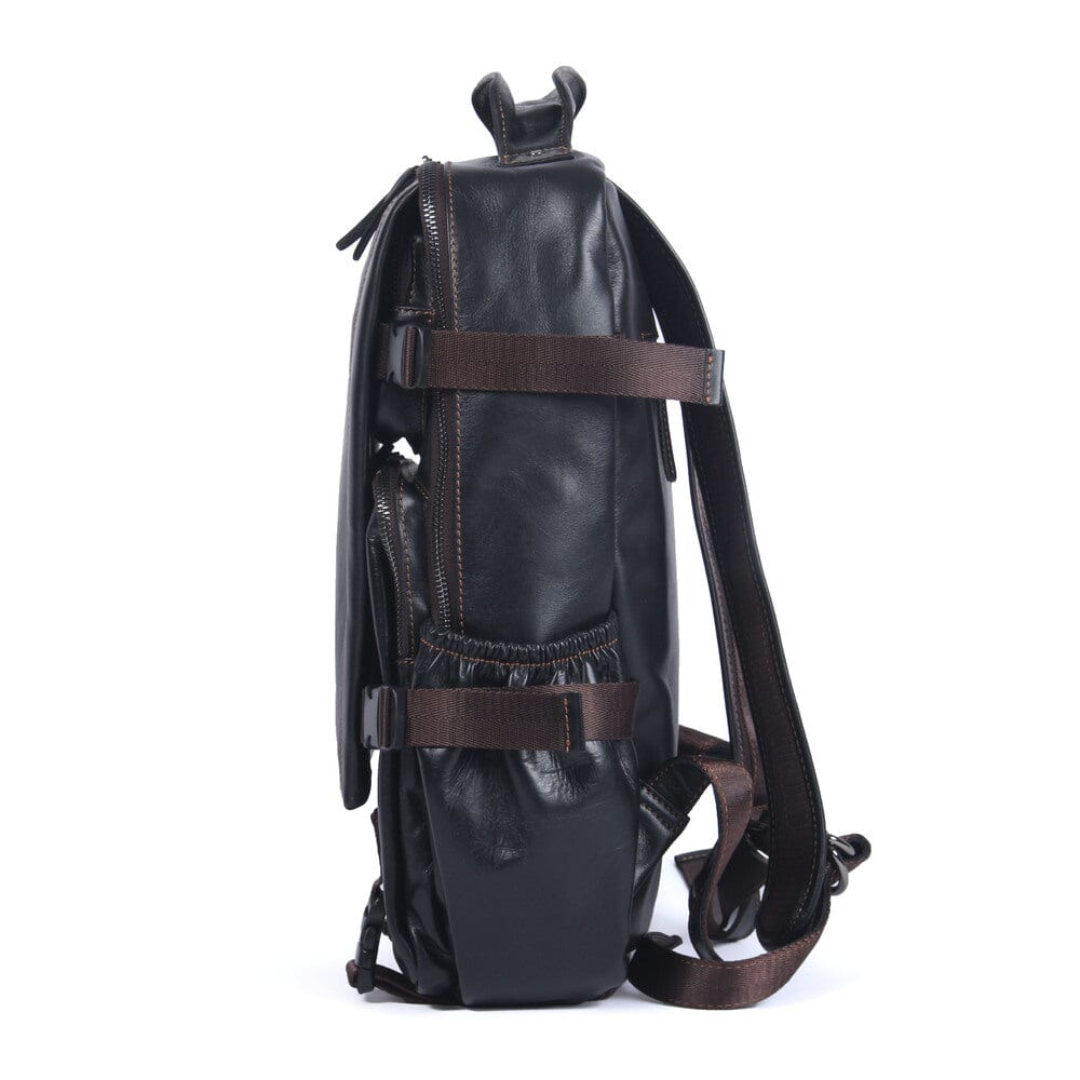 Griffin - Men's Black Leather Backpack for Work and Travel