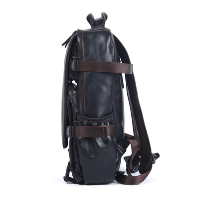 Griffin - Men's Black Leather Backpack for Work and Travel