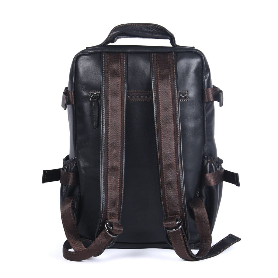 Griffin - Men's Black Leather Backpack for Work and Travel