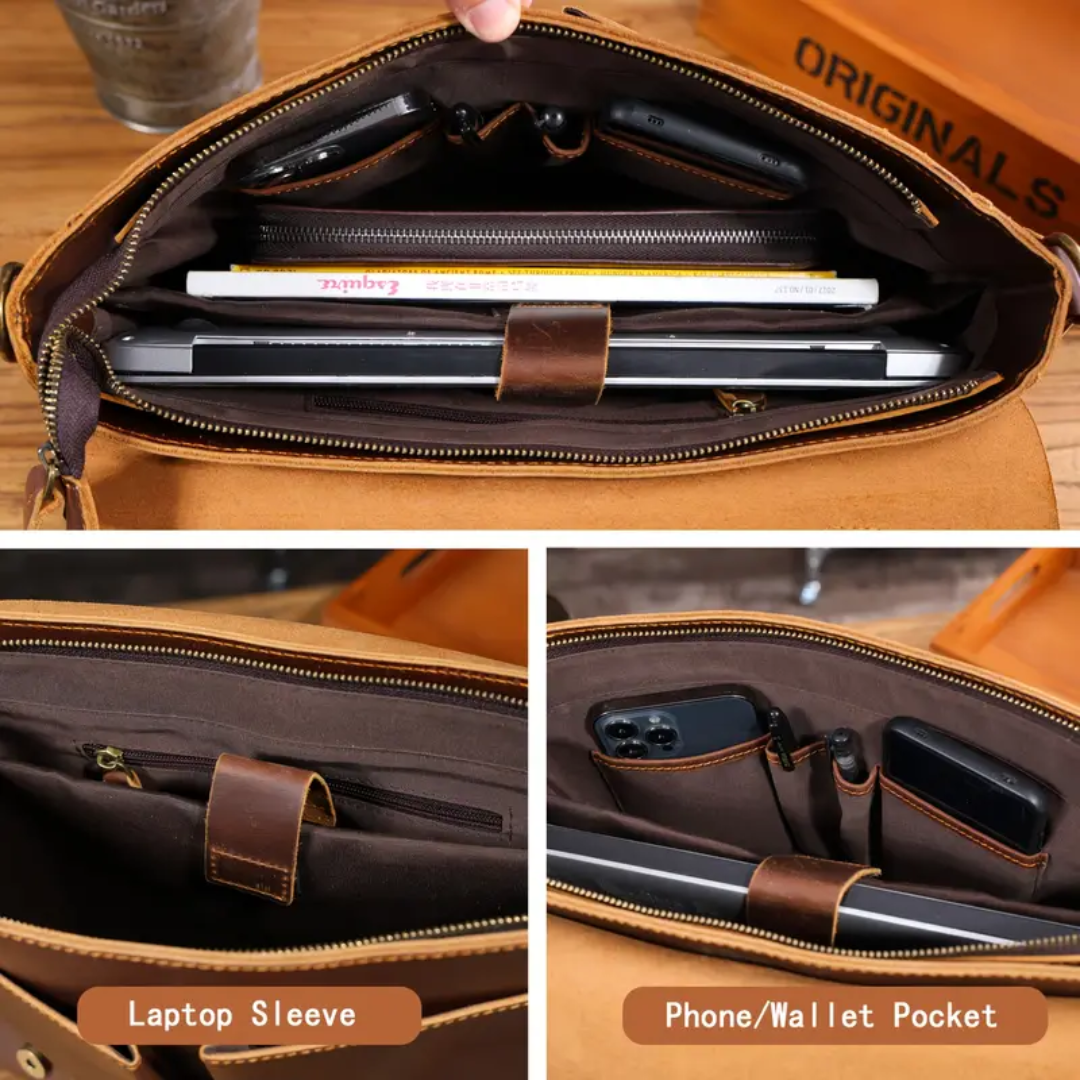 Clinton - Retro Leather Messenger Bag