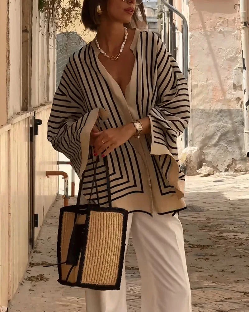 Nancy™ - STRIPED BLOUSE WITH ELEGANT DESIGN