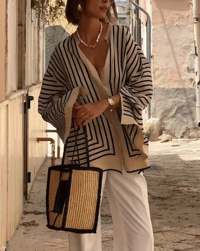 Nancy™ - STRIPED BLOUSE WITH ELEGANT DESIGN