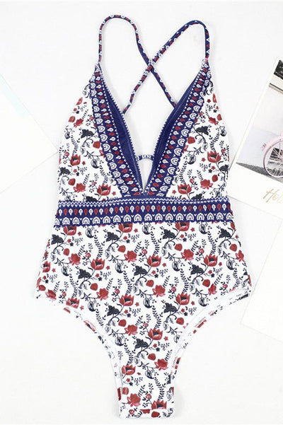 Dyani™ - BOHO PRINT SWIMSUIT WITH V-NECK DESIGN