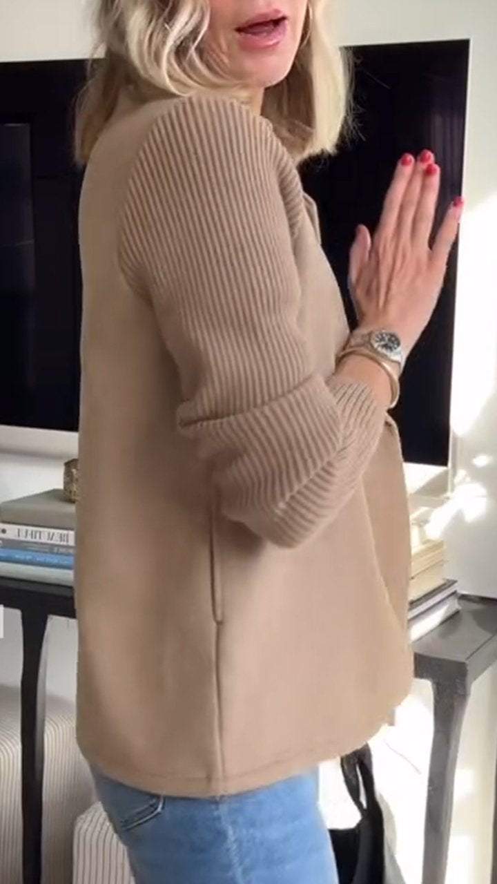Amora - Elegant Knit-Sleeve Blazer