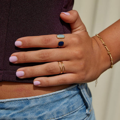 Wrap ring with aquamarine stone