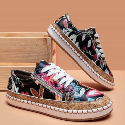 Oluchi - Floral Orthopedic Zipper Sneakers