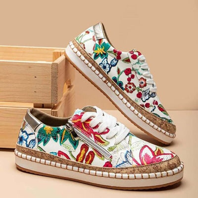 Oluchi - Floral Orthopedic Zipper Sneakers