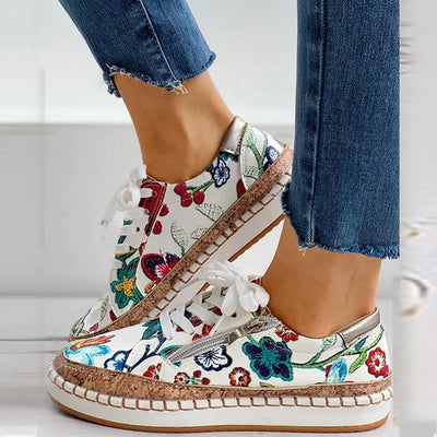 Oluchi - Floral Orthopedic Zipper Sneakers