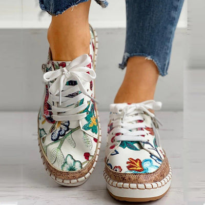 Oluchi - Floral Orthopedic Zipper Sneakers